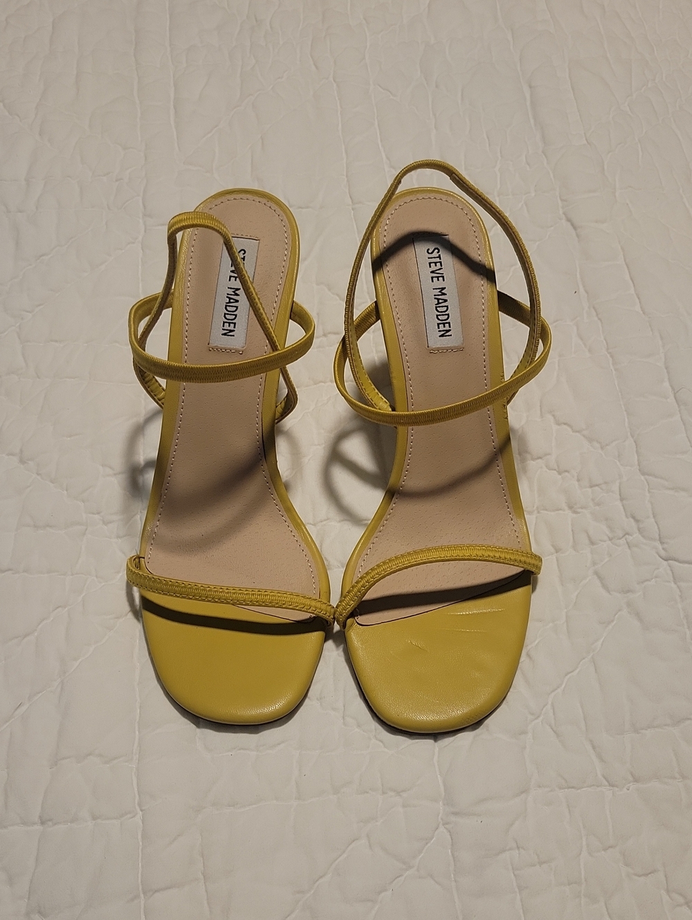 Steve Madden Yellow Strappy Block Heel Sandals - Picture 1 of 4